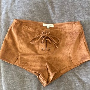 Honey punch booty shorts lace up front closure